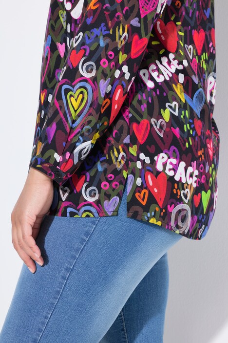 Tunic, coloured heart pattern, long sleeves