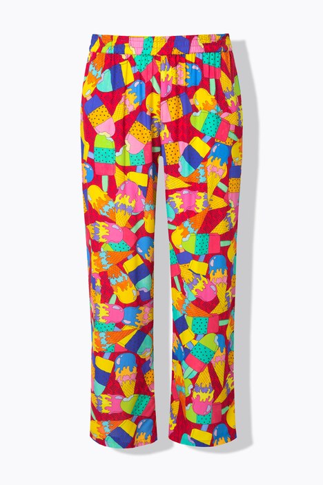 Pantalón, pierna recta y ancha, estampado colorido de helado
