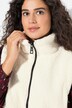 Lang vest, teddyfleece/quiltet, trykknapper i siden