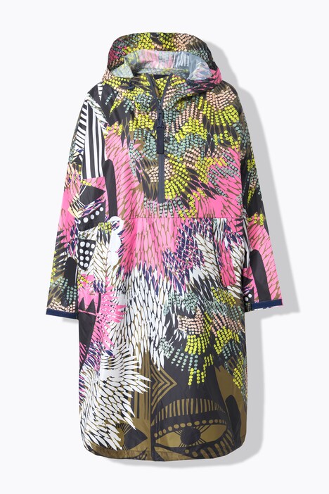 Functionele regencape, unisex, print, capuchon