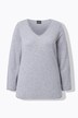 Merino trui, rolranden, V-hals, lange mouw