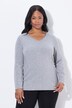 Merino trui, rolranden, V-hals, lange mouw