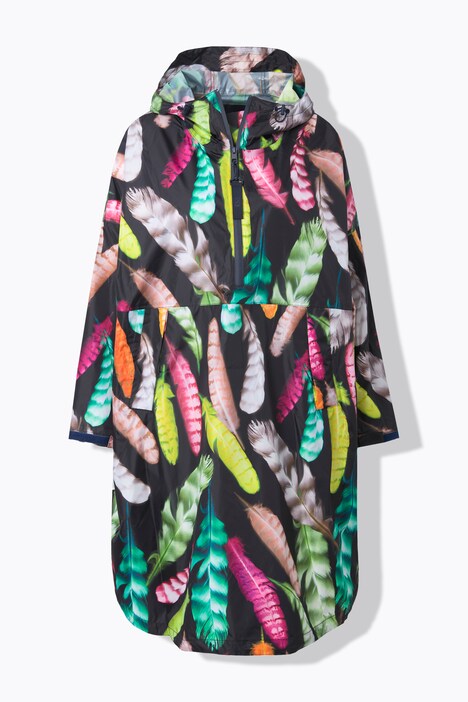 Functionele regencape, unisex, print, capuchon
