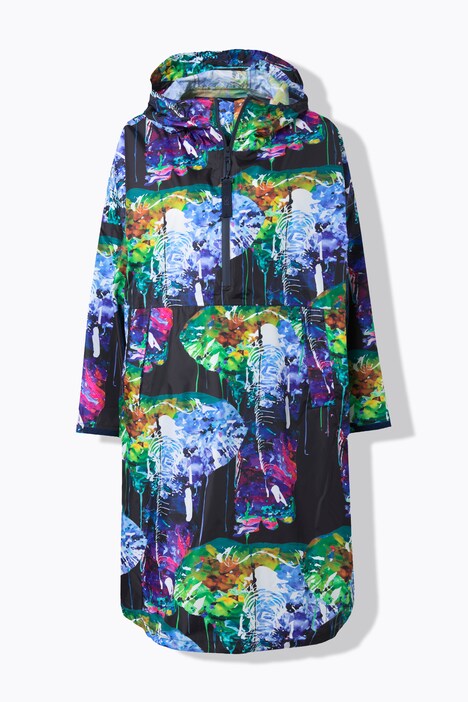 Functionele regencape, unisex, print, capuchon