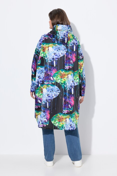 Functionele regencape, unisex, print, capuchon