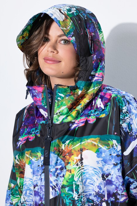 Functionele regencape, unisex, print, capuchon
