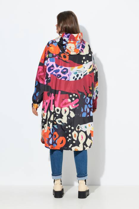 Poncho de pluie technique, modèle unisexe, capuche et imprimé coloré