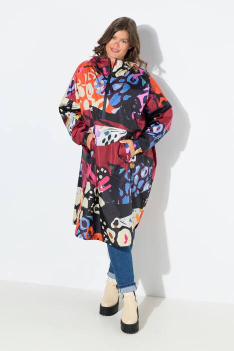 Poncho de pluie technique, modèle unisexe, capuche et imprimé coloré