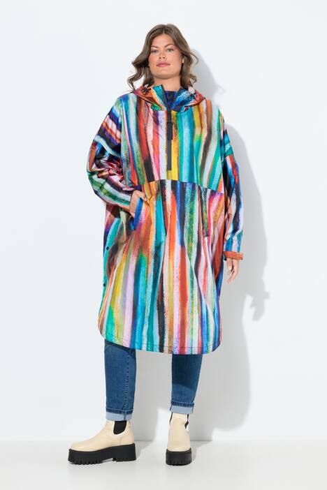 Poncho de pluie technique, modèle unisexe, capuche et imprimé coloré