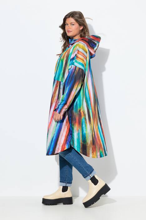 Poncho de pluie technique, modèle unisexe, capuche et imprimé coloré