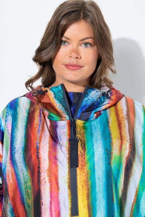Poncho de pluie technique, modèle unisexe, capuche et imprimé coloré