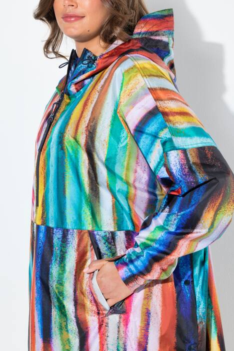 Poncho de pluie technique, modèle unisexe, capuche et imprimé coloré