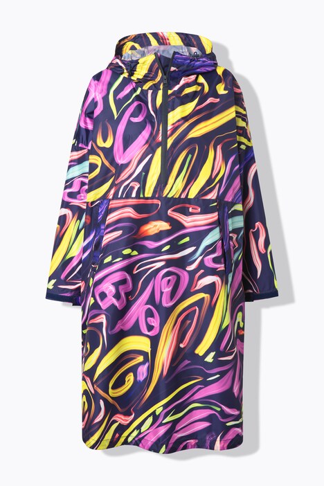 Funktionelt regnslag, unisex, print, hætte