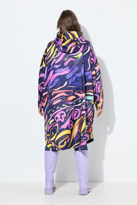 Funktionelt regnslag, unisex, print, hætte