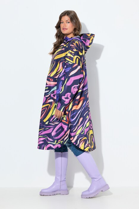 Funktionelt regnslag, unisex, print, hætte