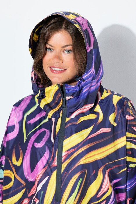 Funktionelt regnslag, unisex, print, hætte