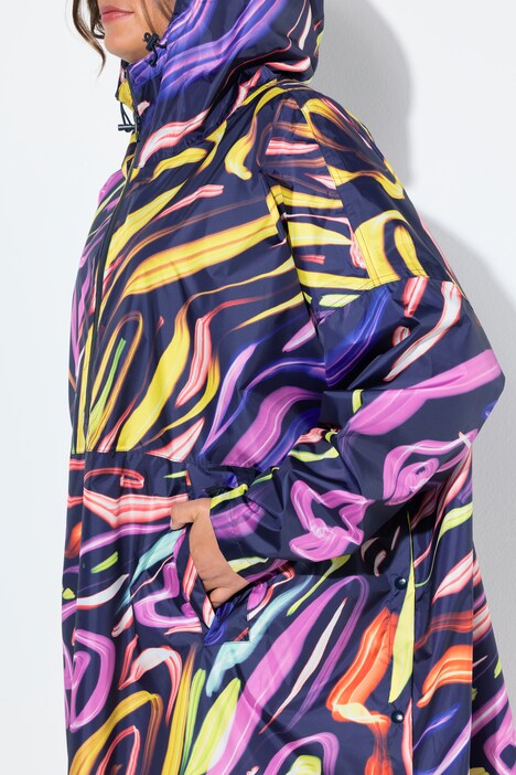 Funktionelt regnslag, unisex, print, hætte