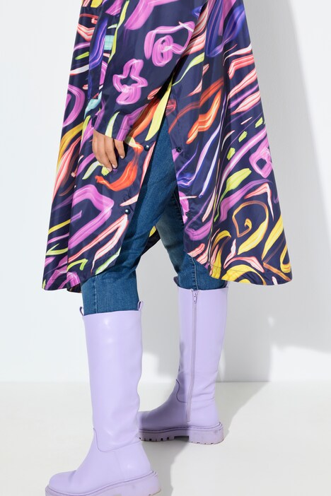 Funktionelt regnslag, unisex, print, hætte