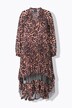 Robe plissée col tunisien et manches longues, motif léopard