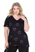 Tričko, A střih, třpytivý srdcový vzor