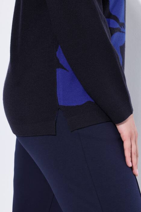 Pull, fleurs, oversize, col montant, manches longues