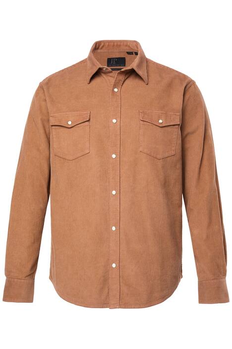 Manšestrová košile JP1880, dlouhé rukávy, Kent límeček, Modern střih, do 7XL
