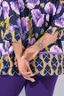 Tunika, blomstret, A-linje, høj krave, 3/4-ærmer