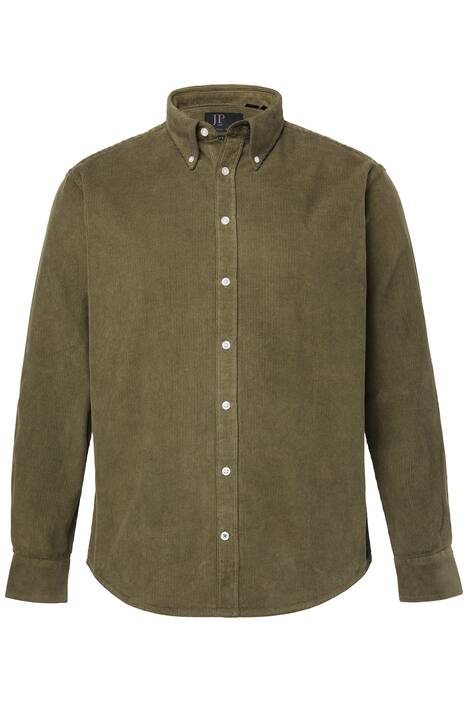 Manšestrová košile JP1880, dlouhé rukávy, límeček s knoflíky, Modern střih, do 7XL