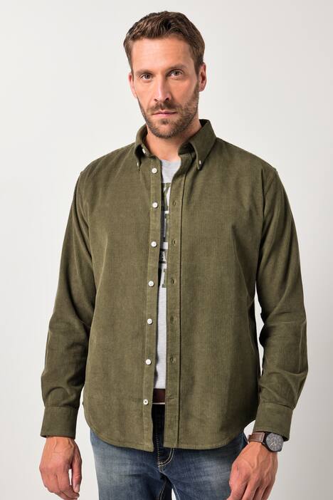 JP1880 Cordhemd, Langarm, Buttondown-Kragen, Modern Fit, bis 7 XL