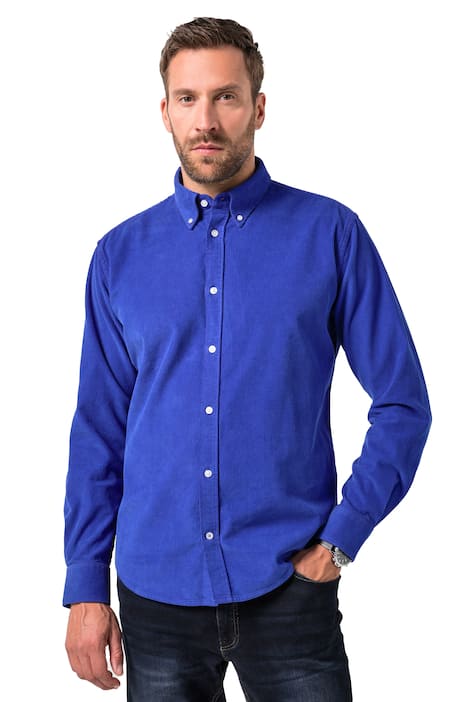 Manšestrová košile JP1880, dlouhé rukávy, límeček s knoflíky, Modern střih, do 7XL
