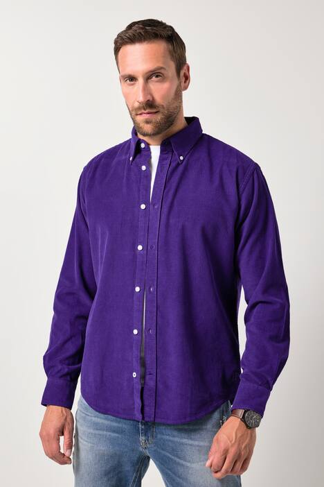 Chemise en velours côtelé JP 1880, manches longues et col à pointes boutonnées, coupe Modern Fit - jusqu'au 8 