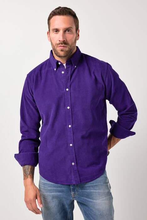 Chemise en velours côtelé JP 1880, manches longues et col à pointes boutonnées, coupe Modern Fit - jusqu'au 8 
