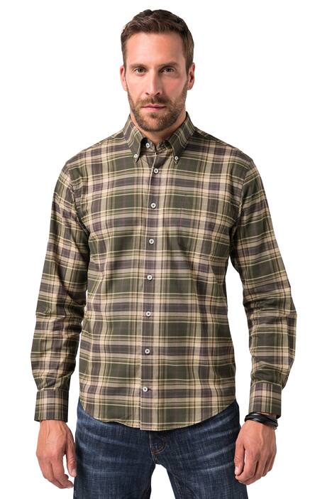 Kostkovaná košile JP1880, dlouhé rukávy, límeček s knoflíky, Modern střih, do 8XL