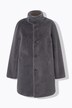 Manteau court imitation fourrure, col montant et boutons-pression, coupe évasée