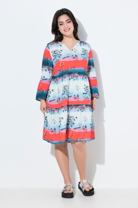 Vestido de muselina, estampado de rayas, volantes