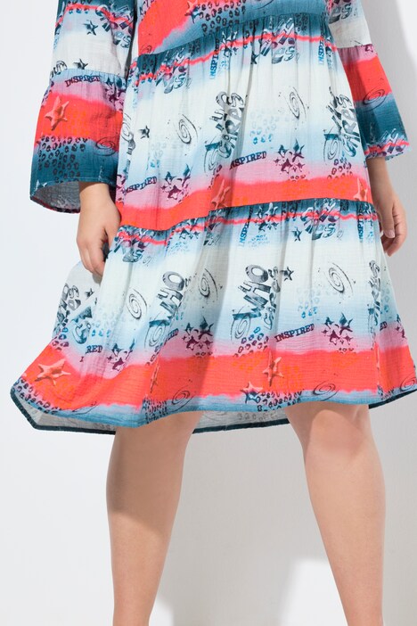 Vestido de muselina, estampado de rayas, volantes