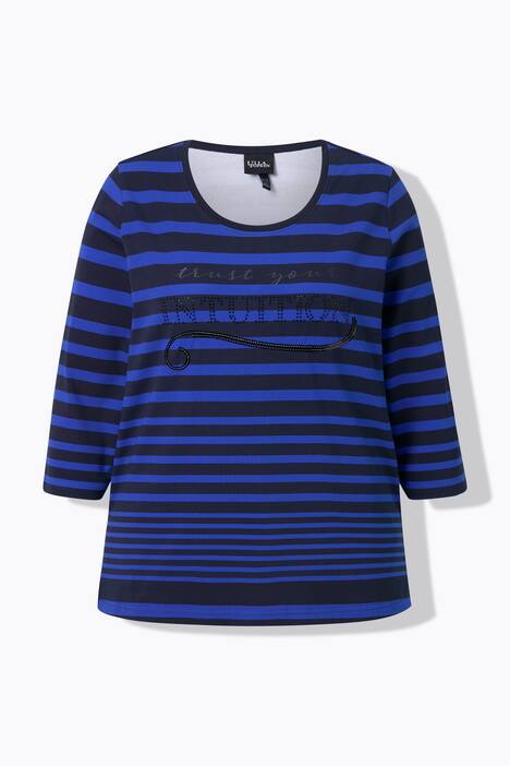 Camiseta, rayas horizontales, Classic, cuello redondo, mangas 3/4