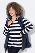 Pull rayé, maille envers, col polo et manches longues