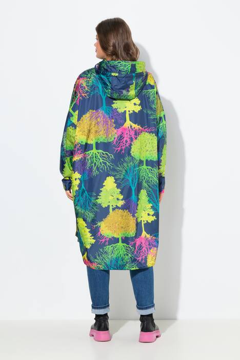Poncho de pluie technique, modèle unisexe, capuche et imprimé coloré