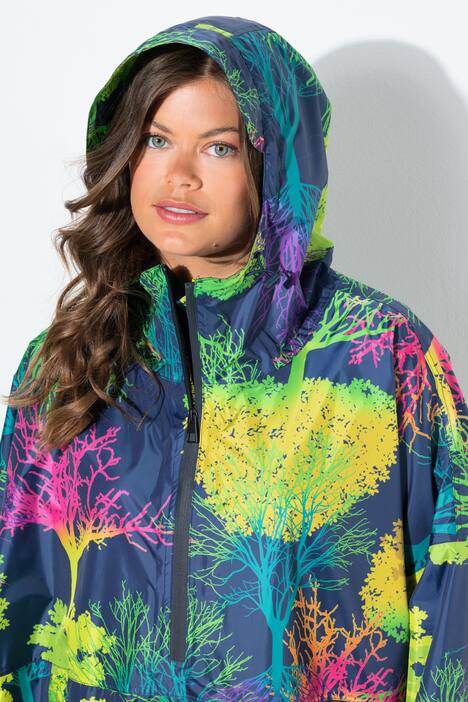 Poncho de pluie technique, modèle unisexe, capuche et imprimé coloré
