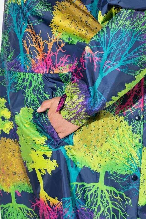 Poncho de pluie technique, modèle unisexe, capuche et imprimé coloré