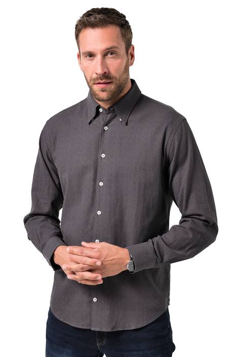 Flanelová košile JP1880, dlouhé rukávy, plošný potisk, skrytý límeček s knoflíky, Modern střih, do 8XL