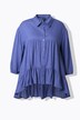 Chemisier évasé à col chemise et manches 3/4, ourlet à volants