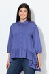 Chemisier évasé à col chemise et manches 3/4, ourlet à volants