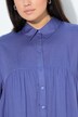 Chemisier évasé à col chemise et manches 3/4, ourlet à volants
