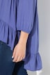 Chemisier évasé à col chemise et manches 3/4, ourlet à volants