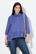 Chemisier évasé à col chemise et manches 3/4, ourlet à volants