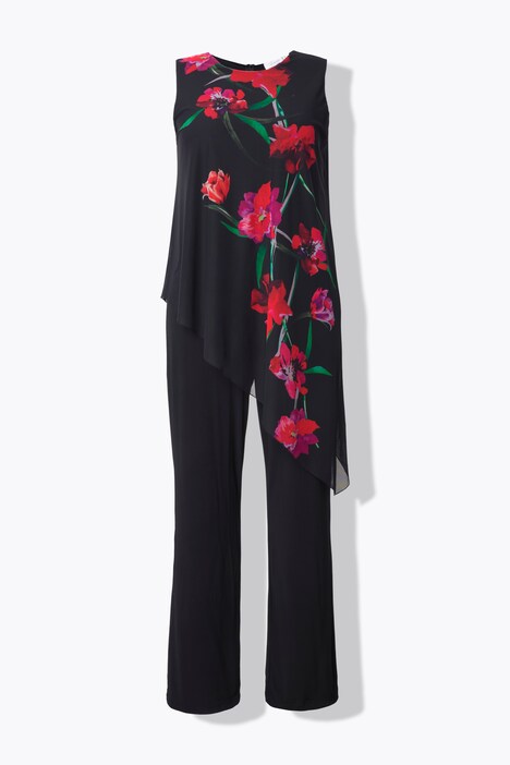 Combinaison sans manches, haut en tulle motif à fleurs