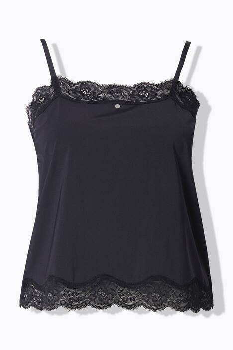 T-shirt et jupe TruYou en satin et dentelle, fines bretelles
