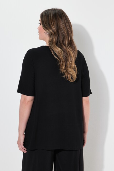 T-shirt, A-form, sort/hvid på forsiden, kvinde-motiv